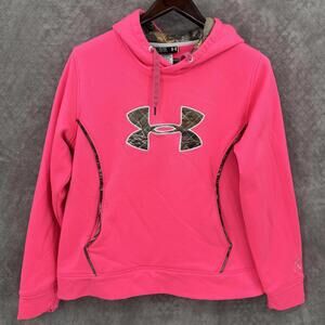 Under Armour Hoodie Sweatshirt Womens XL Pink Camo Logo ColdGear Storm1 Hunting